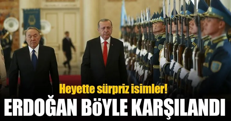 Cumhurbaşkanı Erdoğan Kazakistan’da resmi törenle karşılandı