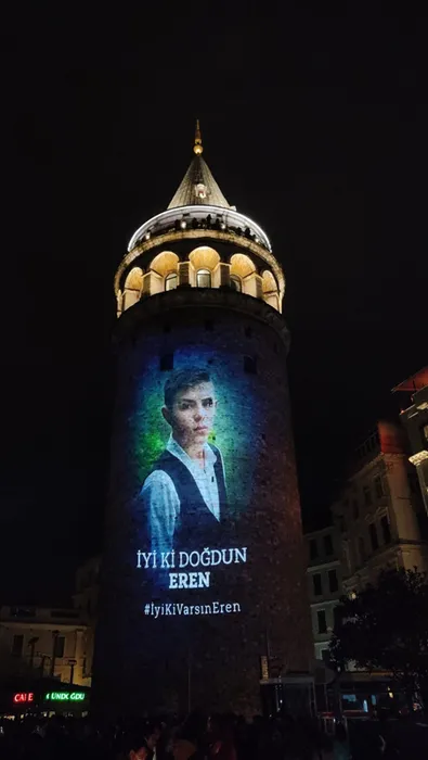 Eren Bülbül’ün doğum gününe özel görseller Galata Kulesi’ne yansıtıldı!