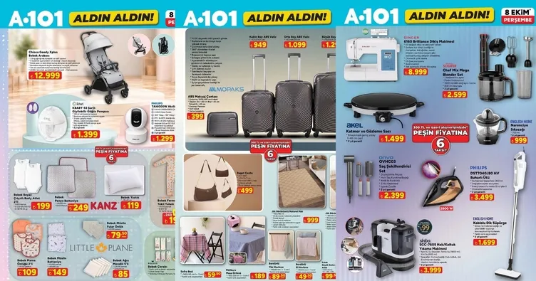 A101 AKTÜEL 8 EKİM KATALOĞU: A101 aktüel indirimlerinde: Bebek arabası, akıllı kamera, buharlı ütü...