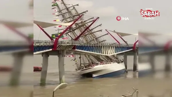Brezilya Donanması’na ait eğitim gemisi Ekvador’da köprüye çarptı