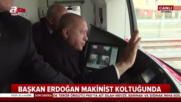 Gebze-Halkalı hattında ilk treni makinist koltuğundaki Cumhurbaşkanı Erdoğan kullandı!