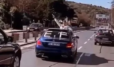 Düğün konvoyunda gelin öyle bir hareket yaptı ki: Görenler pes dedi!