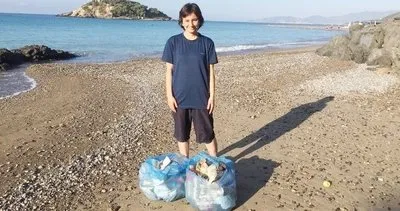Tatil için geldiği Bozyazı sahillerini temizledi