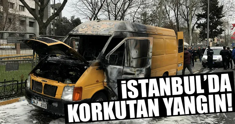 Vatan Caddesi’nde minibüs yandı