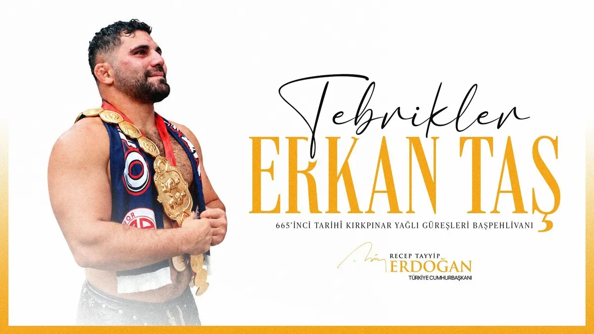 Başkan Erdoğan’dan başpehlivanlık kemerini kuşanan Erkan Taş’a tebrik mesajı! Başkan Erdoğan’dan başpehlivanlık kemerini kuşanan Erkan Taş’a tebrik mesajı!
