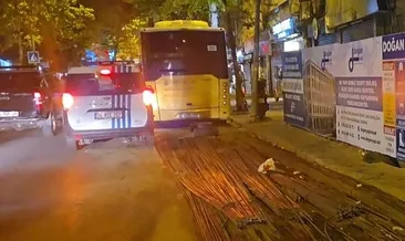 İnşaat demiri İETT otobüsüne saplandı