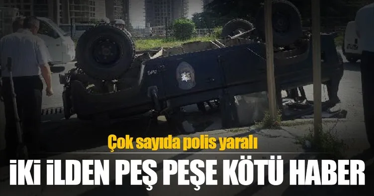 Şanlıurfa ve Trabzon’da zırhlı araç devrildi! Çok sayıda polis yaralı