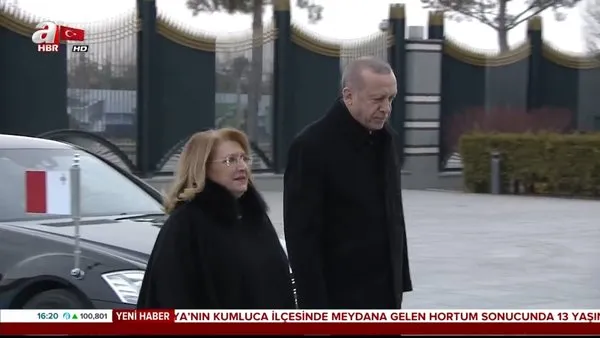 Cumhurbaşkanı Erdoğan. Külliye'de Malta Cumhurbaşkanı Preca'yı kabul etti