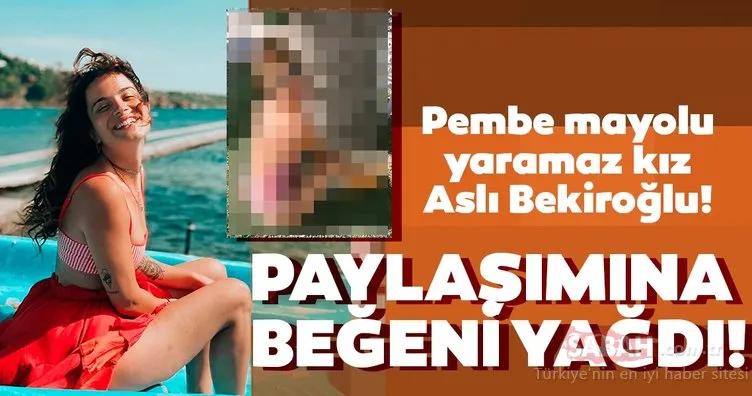 Pembe mayolu yaramaz kız Aslı Bekiroğlu! Güzel oyuncu Aslı Bekiroğlu mayolu pozu ile sosyal medyayı salladı!