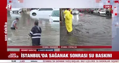 İstanbul’da aniden bastıran sağanak yağış taşkınlara neden oldu! Motosikletli böyle sürüklendi... | Video