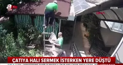 Konya’da sağlık çalışanının merdivenden düşme anı kamerada | Video