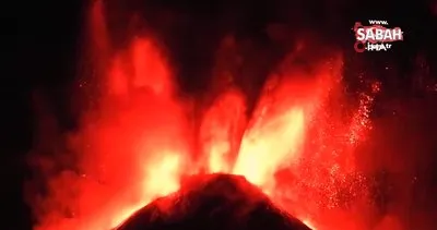 İtalya’da Etna Yanardağı püskürttüğü lavlarla geceyi aydınlattı | Video