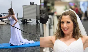 Gelinlik giyip sevdiği işleri yaparak...