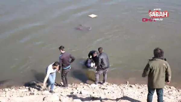 Edirne'de fotoğraf çektirirken, Meriç Nehri'ne düşen kadının kurtarılma anı kamerada!