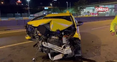 Kadıköy D-100’de ticari taksi bariyere çarptı: 1 yaralı | Video