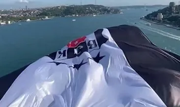 Ziraat Türkiye Kupası şampiyonu Beşiktaş’ın bayrağı, İstanbul’daki iki köprüye asıldı