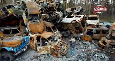 Irpin’de saldırılarda hasar gören araçlar hurdaya çekildi | Video