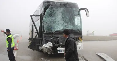 Sis faciayı getirdi! TIR, otobüs ve kamyonun karıştığı kazada 5 yaralı!