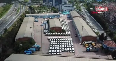 İSKİ’nin bahçesinde dikkat çeken araçlar havadan görüntülendi | Video