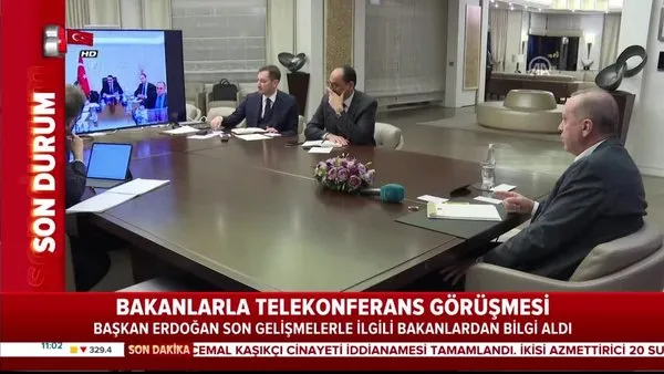 Başkan Erdoğan'dan corona virüs toplantısı! Bakanlarla telekonferans zirvesi gerçekleştirdi | Video