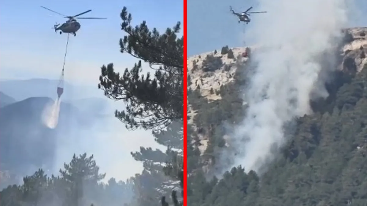 Fethiye’de korkutan orman yangını! Alevlere havadan müdahale sürüyor haber görseli