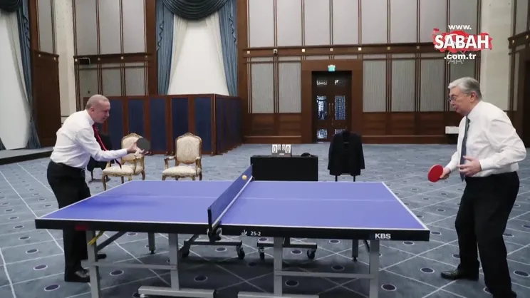 Başkan Erdoğan ve Kazakistan Cumhurbaşkanı Tokayev masa tenisi oynadı | Video