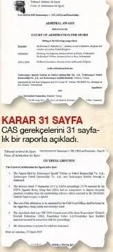 31 Sayfalik Cas Gerekceleri Spor Haberleri