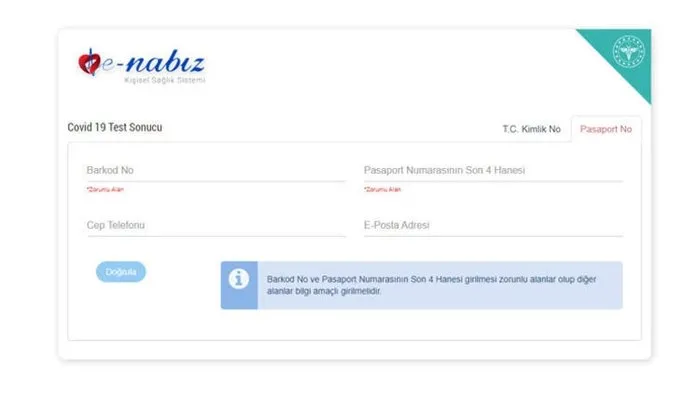 https www sabah com tr saglik 2020 12 03 koronavirus test sonucu sorgulama ekrani e nabiz ile covid 19 test sonucu kac gunde cikar nasil ogrenilir