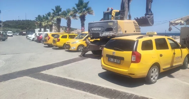 CHP’li başkan kepçeyle taksi durağını yıkmak istedi