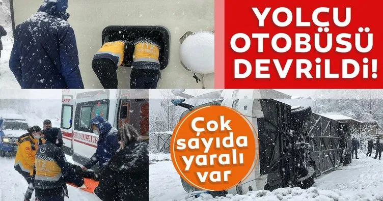 Son dakika! Zonguldak'ta yolcu otobüsü devrildi: Çok sayıda yaralı var...