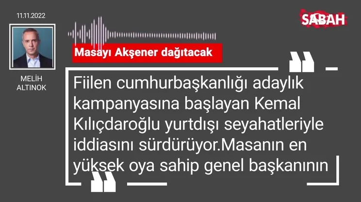 Melih Altınok | Masayı Akşener dağıtacak