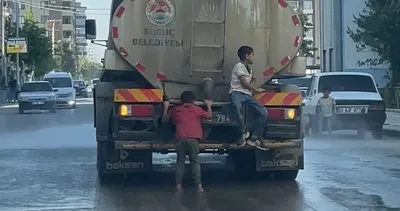 Sulama tankerinin arkasında ölümle yarış! #sanliurfa