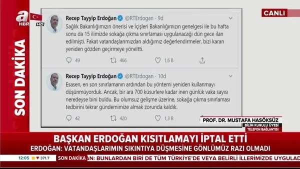 Cumhurbaşkanı Erdoğan hafta sonu sokak kısıtlamasını iptal etti! Hangi kurallara uyulacak? | Video
