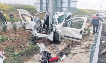 Önce refüje sonra yön levhasına çarptı