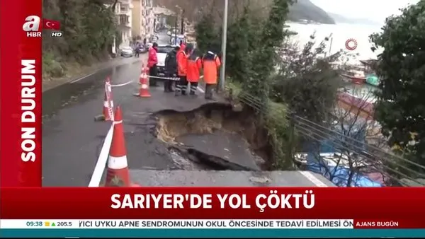 İstanbul Sarıyer'de yol çöktü!