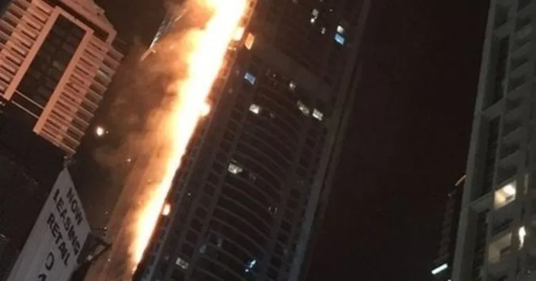 Dubai’de bir gökdelende yangın
