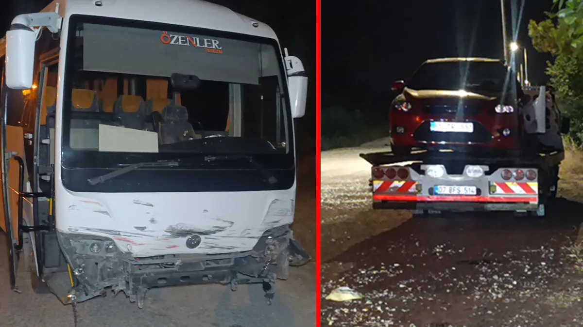 Manavgat'ta meydana gelen trafik kazasında hasar gören araçlar ve sağlık ekipleri.