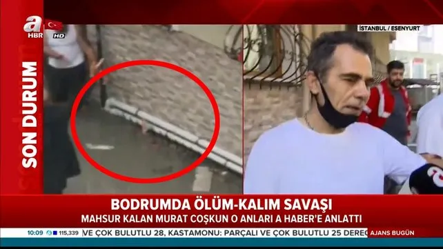 İstanbul'da suya gömülen bodrum katta hortumla boğularak ölmekten mucizevi kurtuluş anları kamerada | Video