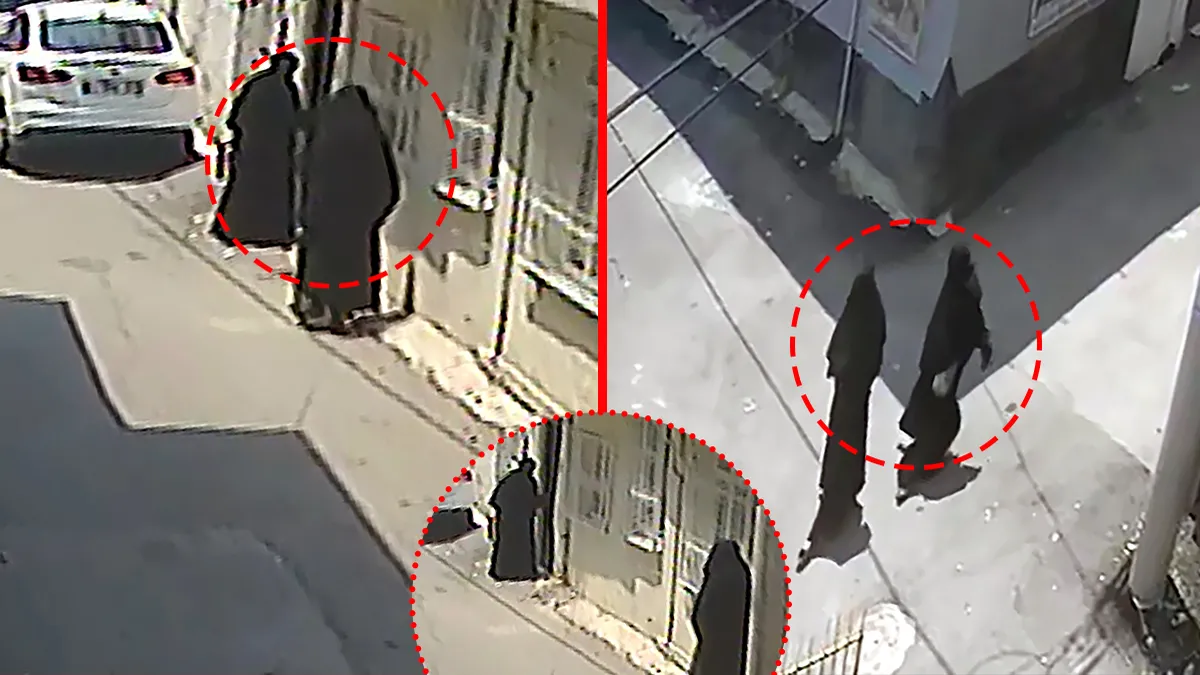 Adana'da çarşaf giyerek hırsızlık yapan şüphelilerin güvenlik kamerası görüntüleri.