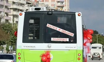 Şoför çiftin gelin arabası kullandıkları belediye otobüsü oldu