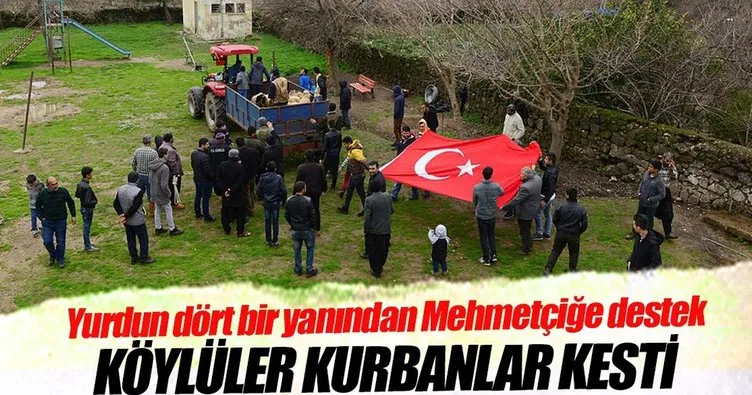 Köylüler Mehmetçik için kurbanlar kesti