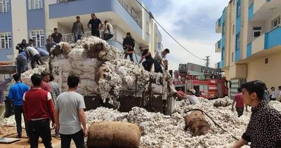 Şanlıurfa’da pamuk yüklü kamyon yandı