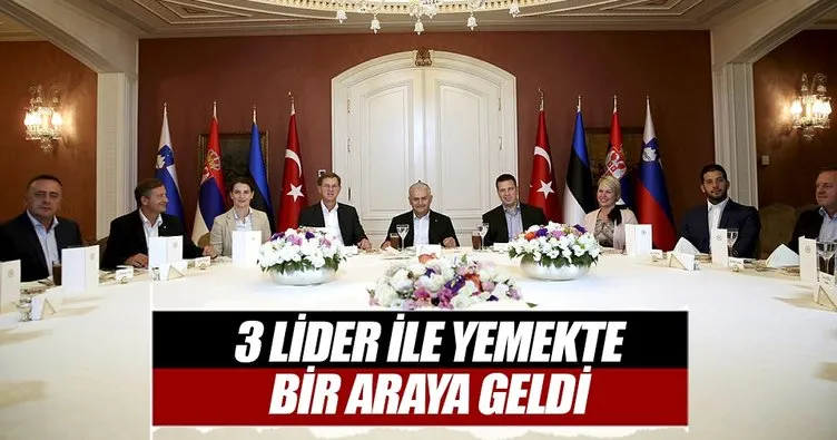 Başbakan Yıldırım, 3 ülkenin başbakanlarıyla çalışma yemeğinde bir araya geldi