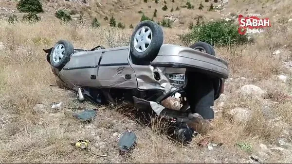 Kontrolden çıkan otomobil 10 metrelik şarampolden aşağı düştü | Video