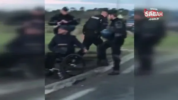 Fransız polisi eyleme destek vermek isteyen engelliyi darp etti