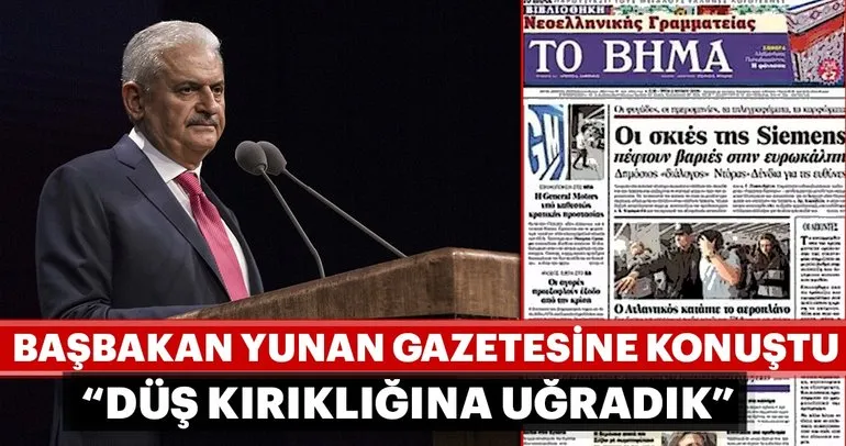 Başbakan Binali Yıldırım, Yunan gazetesine konuştu