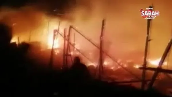 Lübnan'da mülteci kampında yangın | Video