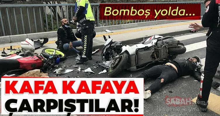 Beşiktaş’ta boş yolda motosikletliler kafa kafaya çarpıştı!