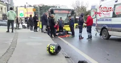 Beşiktaş’ta İETT otobüsü, kırmızı ışıkta geçen motosiklete çarptı | Video