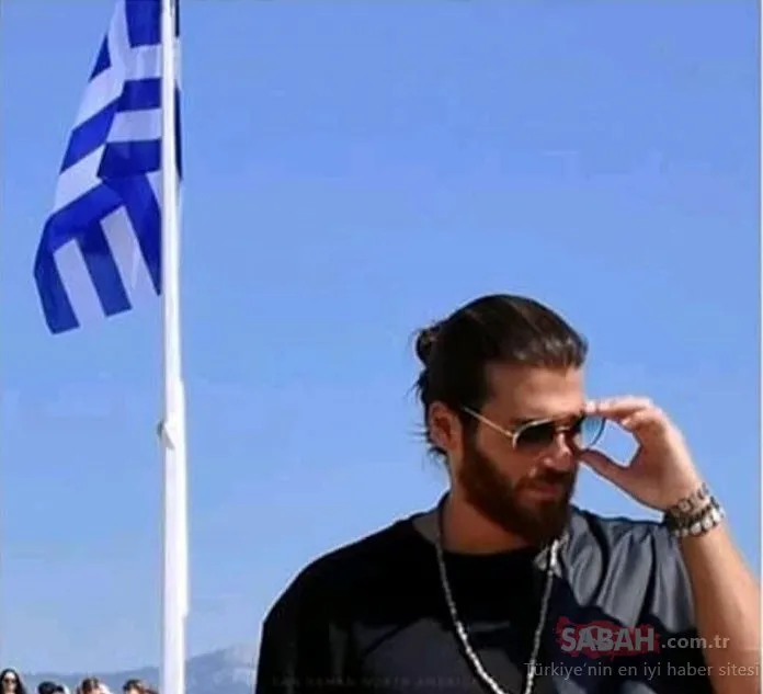 Ünlü oyuncu Can Yaman el hareketiyle Yunanistan’ı karıştırdı! Can Yaman’dan Yunan bayrağı önünde tepki çeken hareket!